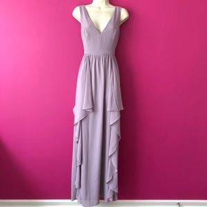 ModCloth Lace & Mesh Ripple Ruffle Maxi Dress